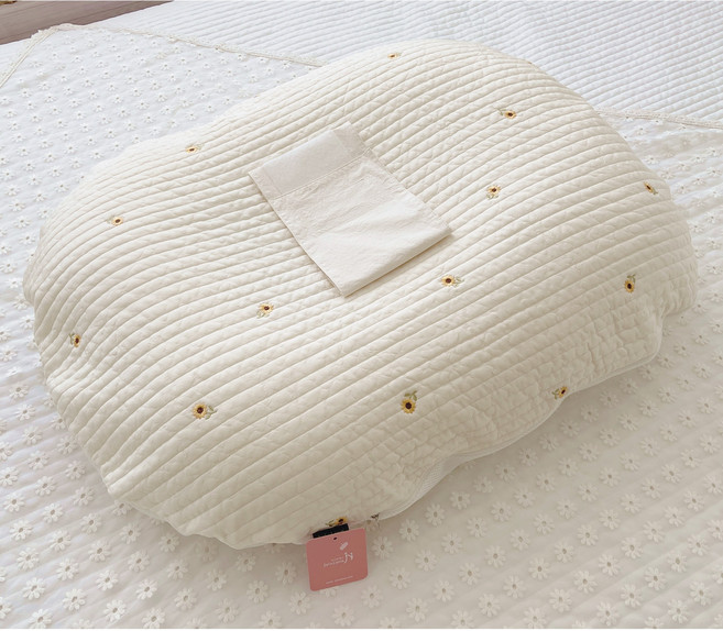 [제이앤제나] 허리에 무리없는 신생아부터 역류방지쿠션, 인견(내츄럴)_썬플라워옐로_뒷면순면(커버+솜23도)세트