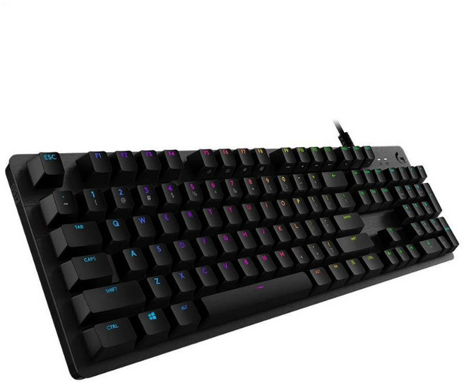 Logitech G 羅技 G512 碳纖維 RGB 機械式遊戲鍵盤 茶軸 GX Tactile, 黑色