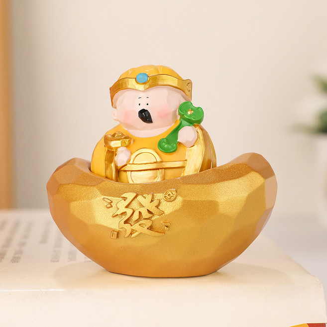 五路財神轉轉擺件 招財桌面飾品 360度旋轉, D款柴榮, 1個