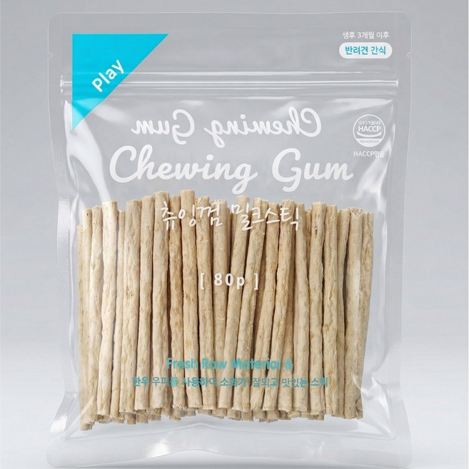 굿데이 강아지 츄잉껌 대용량 밀크스틱 80P (국내산 소가죽 오랄케어 간식), 1개, 240g, 밀크스틱80P
