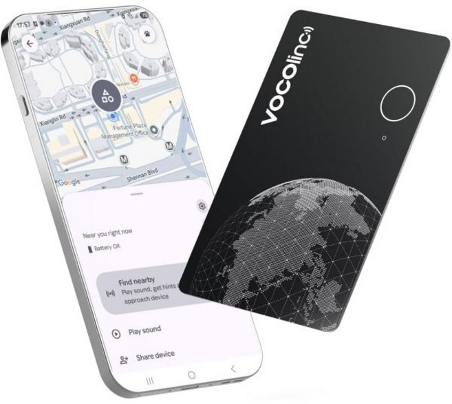 VOCOlinc Air Tag 스마트 카드 (안드로이드 및 iOS 호환) 새로운 듀얼 시스템 충전식 지갑형 추적기. Google Find Hub 또는 Apple My 앱과 연, Air Card Pro 1 Pack