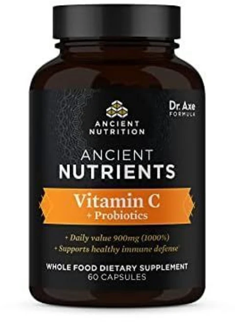 Ancient Nutrition 고대 영양 프로바이오틱스 및 비타민 C 보충제 건강한 면역 시스템과 장 건강 지원 비유전자 변형 성분 무첨가 슈퍼푸드 팔레오 케토 친화적 60캡, 1개, 60정 - 쿠팡