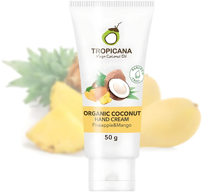 [태국직구] 트로피카나 코코넛 핸드크림 바디오일 고보습 파인애플 & 망고 50 G., 1개, 50g