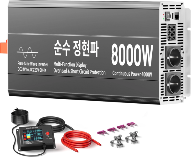 HOULI 순수 사인파 고전력 인버터 8000W 12V-220V 컨버터 차량용 60Hz 캠핑 및 자동차용 외부 디스플레이 포함 KC 인증, 1개