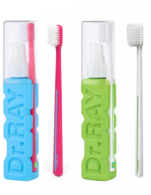 닥터레이 칫솔치약세트 페일블루 퓨어그린 리필 칫솔 치과용칫솔 휴대용양치세트, 2세트