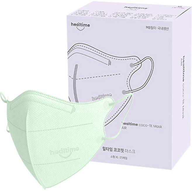 힐타임 코코핏 KF94 컬러 마스크 소형XL 새부리형 숨쉬기편한, 25매입, 1개, 애플민트
