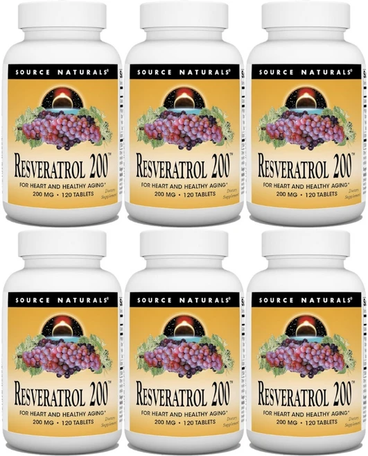 Source Naturals 소스내추럴스 레스베라트롤 200mg 테블릿, 6개, 120정 - 쿠팡