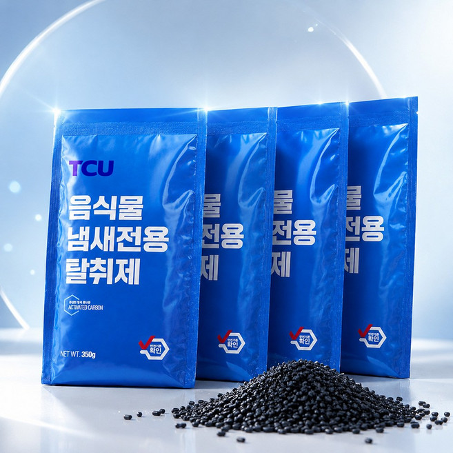 [호환] 음식물 처리기 활성탄 필터 리필 전용 350g 4개 세트 전기종 호환 쿠쿠 스마트카라 린클 미닉스 에코체 휴롬 쉘퍼, 블루, 활성탄4팩