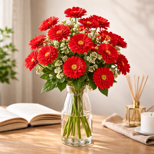 하스몰 모던 국화 조화 20송이 꽃다발, 1개, 레드