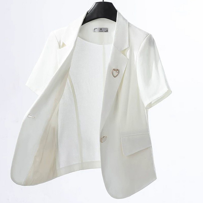 로르카 여성 카라넥 슬림핏 얇은 자외선 차단 통근 오피스 반팔 정장 자켓 K0031413