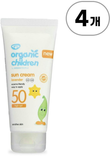그린피플 오가닉 칠드런 선 크림 SPF50 라벤더 Green People Organic Children Sun Cream SPF50 Lavender Natural Organic S, 4개, 100ml