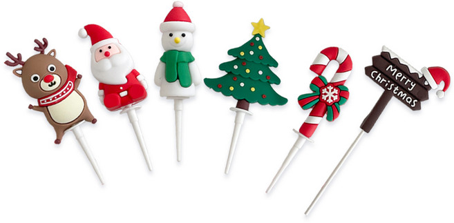 HO 크리스마스 장식 케이크 토퍼 데코 세트, 캐릭터 6종 1SET