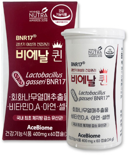 비에날17 BNR17 비에날퀸 유산균 갱년기 중년 장년 BNR퀸 유신균 박주미 체지방 감소 장 배변 활동 원활 소포리코사이드 락토바실러스 가세리 40대 50대 60대 추천 선물, 60정, 1개