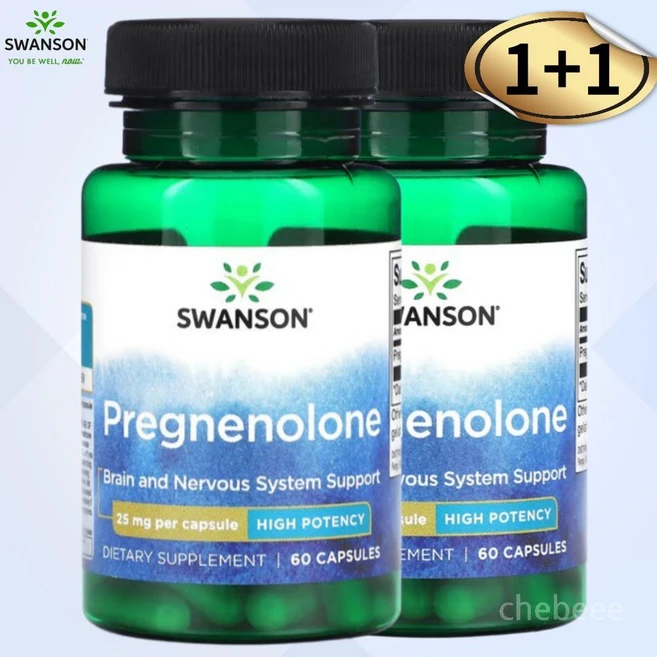스완슨 프레그네놀론 Pregnenolone 25mg 60캡슐 2개, 60정 - 쿠팡