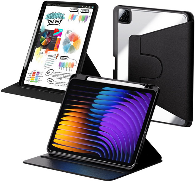 스냅케이스 미패드7 호환 케이스 회전 북커버, 블랙, 1개