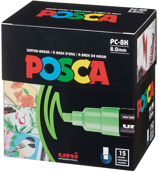유니볼 선명한 발색 유니 포스카 마카 PC-8K (15색세트)