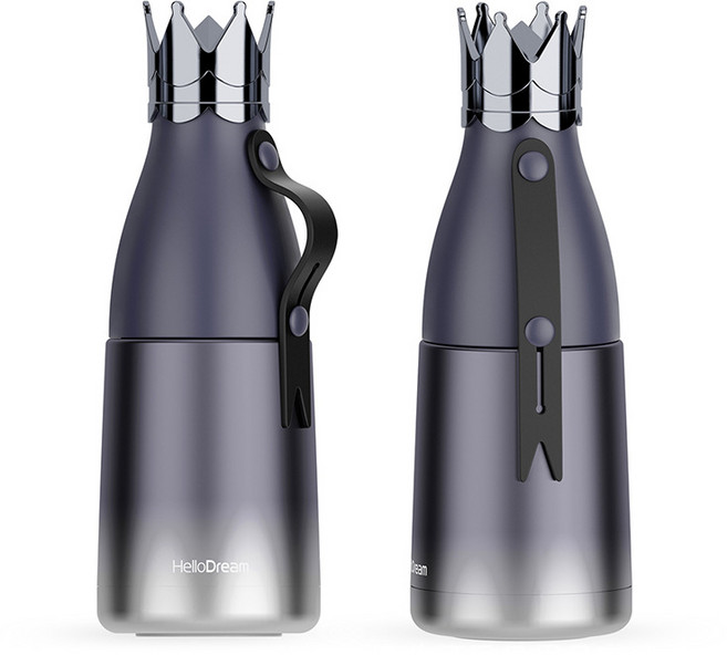 에커스 왕관 보온 남녀 스테인리스강 컵 휴대용 진공 304 스테인리스강 물컵, 다이아몬드 블루, 240ml, 1개