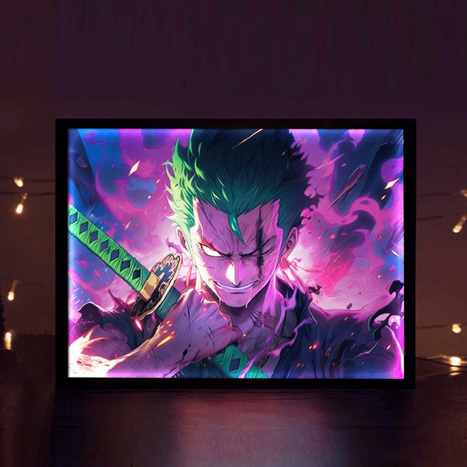 원피스액자 조명액자 인테리어 조명 루피 조로 충전식, 1개, 5-S(17.7x24cm)충전식 나무프레임