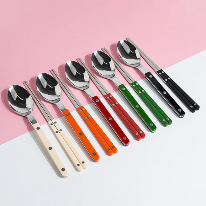 보겐 사브르 믹스 한식 커트러리 수저세트 2인 4P (5 color), 오렌지, 오렌지, 1개