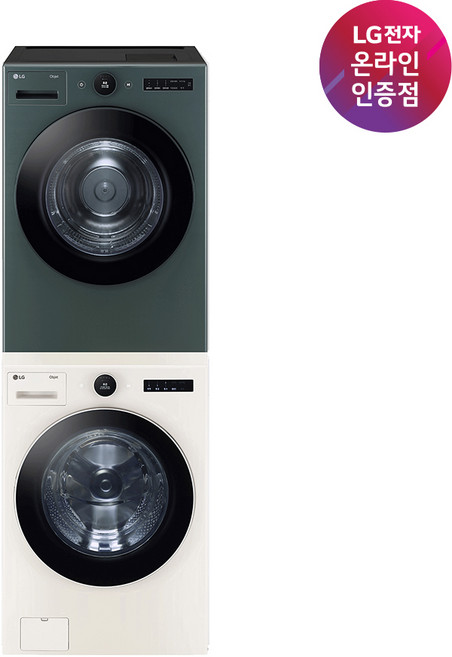 LG 트롬 오브제 컬렉션 세탁기 건조기 세트 FX24ENE-GNG 24KG+20KG 네이처 베이지+그린