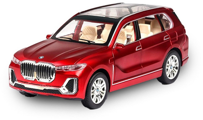 다이캐스트 금속 1:24 BMW X7 럭셔리 SUV 합금 풀백 모형 자동차 독일 비엠, 1개, 01_레드