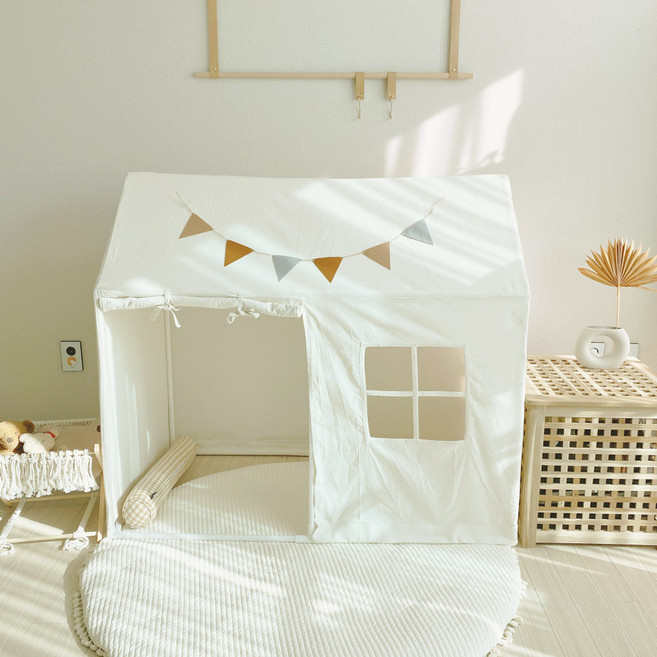 심플룸 인디언 아기 플레이 하우스 텐트, 화이트, 1개