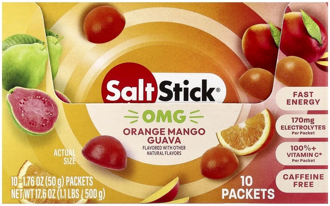 메이커제품입니다 SaltStick 에너지 구미젤리 오렌지 망고 구아바 10팩 각 50g(1.76oz) 좋은효과를 보실수있습니다, 1개, 50g - 쿠팡