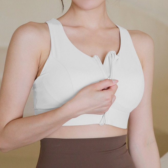 이너리티 캡일체형 앞지퍼 스포츠 브라탑 빅사이즈