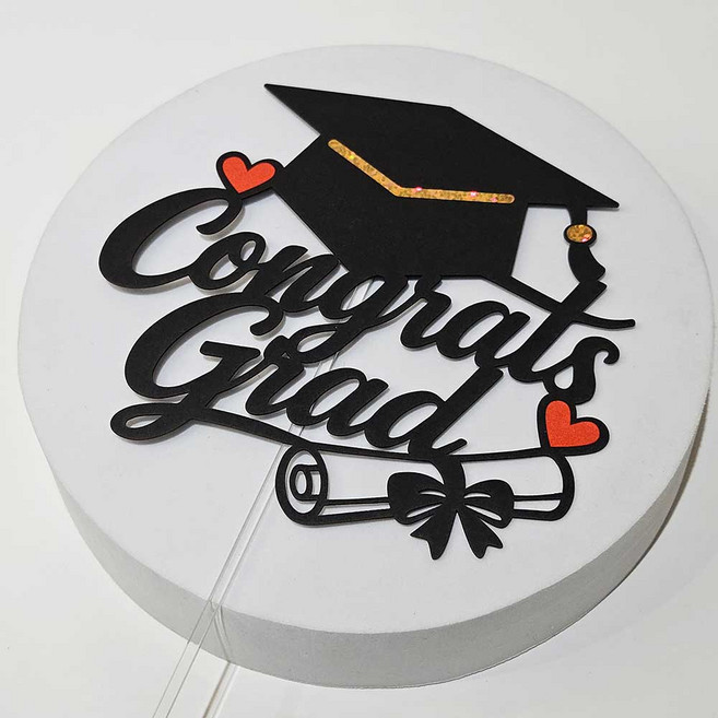 영문 졸업 토퍼1 대학교 졸업축하선물 꽃다발픽, 1개, 검정