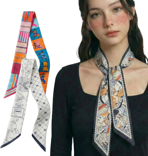 뮤트아웃 3종세트 실키 쁘띠 스카프 여성 방도