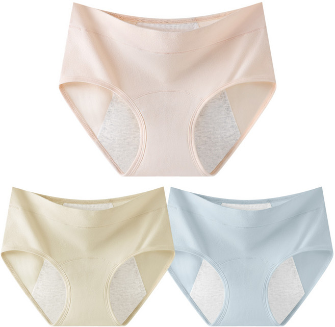 미미캐츠 3매세트 빅사이즈 105~120까지 여성 면스판 샘방지 위생팬티 길고 넓은 방수존 P-7351