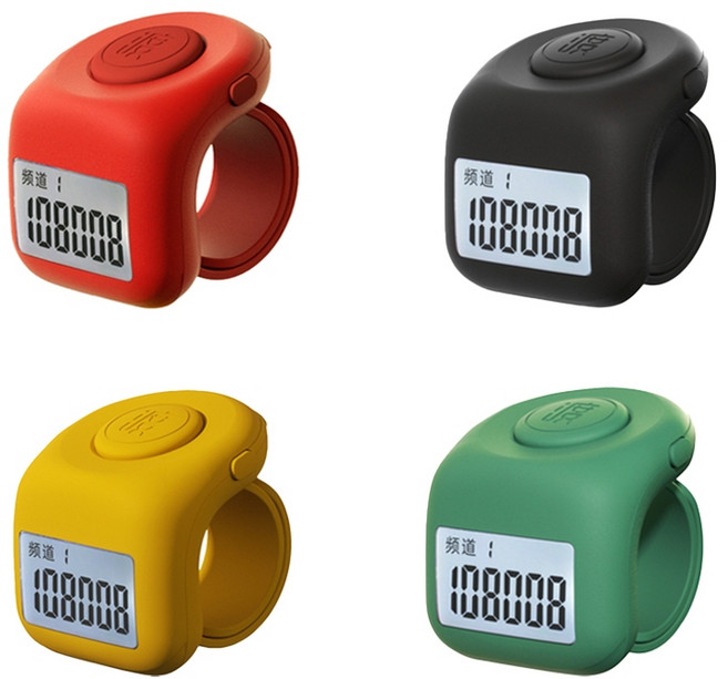 新韻傳音 緣渡手指計數器 9頻道夜光戒指念佛器, 1個, 紅色