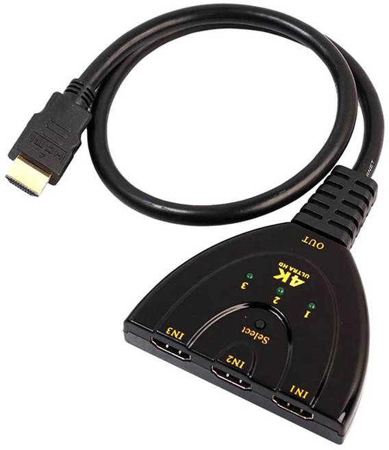 ATake HDMI切換器 三進一出 4K高清影音共享 一鍵切換器, 1個, AT00000061