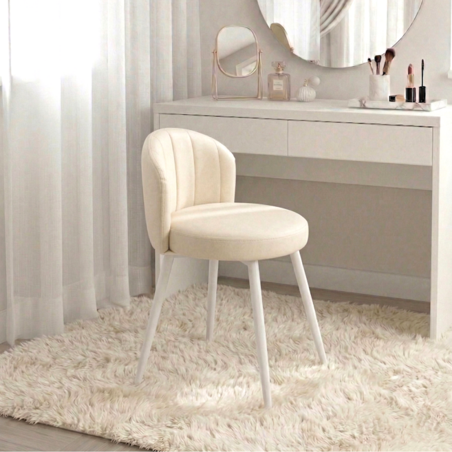 디바피스 벨라 PU가죽 쿠션 화장대 스툴 의자 DP140, 1개, 아이보리