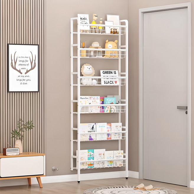 BangPang 고정가능한 6층 철제 문 뒤 수납 선반 문뒤 틈새 선반 문뒤수납 틈새문뒤수납장, 50X190/CM, 1개