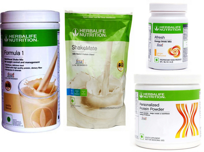 허벌라이프 뉴트리션 체중 감량 콤보 팩 - 포뮬라 1 바닐라 500g 쉐이크메이트 500g 퍼스널라이즈드 단백질 파우더 200g 어프레쉬 진저 50g, 1개, 4개입