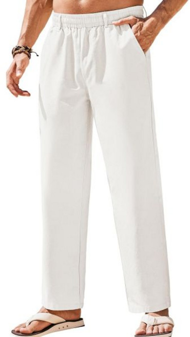 COOFANDY 남성 리넨 바지 비치 드로스트링 신축성 있는 허리 여름 캐주얼 105052