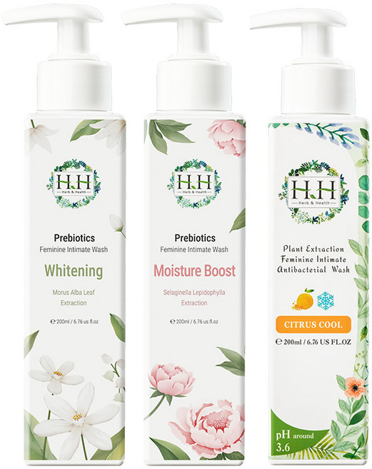 HH 私密潔淨露組合 益生元滋潤 桑白葉嫩膚 植萃潔淨 溫和平衡 200ml, 1件, 復活草滋潤+桑白葉嫩+柑橘涼感, 550g