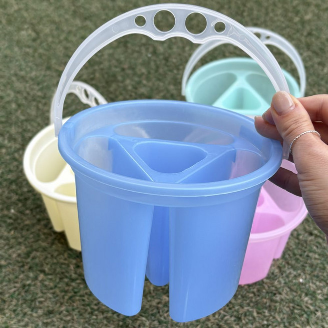 뷰니들 물통 미술 수채화 미술물통 칸 분리 대용량 다기능 팔레트 물감물통, 블루