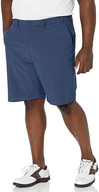 PGA TOUR 남성용 22.9cm(9인치) 플랫 프론트 수평 텍스처 골프 반바지 4방향 스트레치 수분 흡수 자외선 차단 딥 네이비 Htr