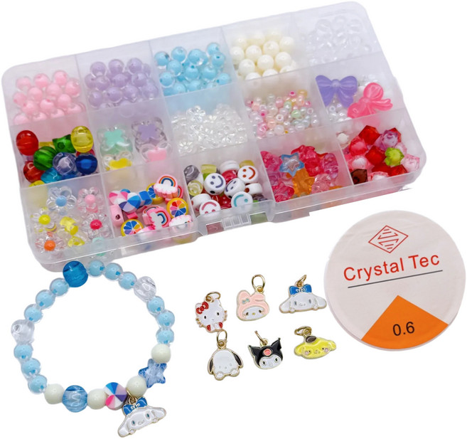 키치 비즈 팔찌 비비뽀 만들기 키트, 키치15칸비즈셋트_마멜_얼굴6종펜던트 증정, 1개