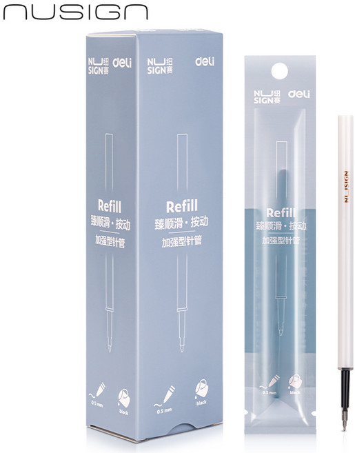 누사인 젤펜 리필심 0.5mm 니들팁 노크식 볼펜 호환 1박스 NS770, 블랙, 20개