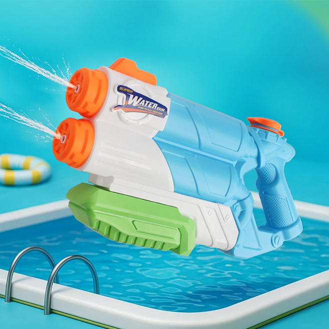 투데이리빙 1000ml 더블 워터건 물총 여름 물놀이 장난감 워터밤 워터파크 페스티벌 듀얼 물발사기 대용량 워터 피스톨, 1개, W99070L(블루