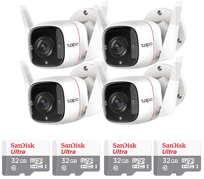 티피링크 TC65+32GB SD카드 4팩 실외 매장 CCTV 카메라 4세트, 1개, TC65