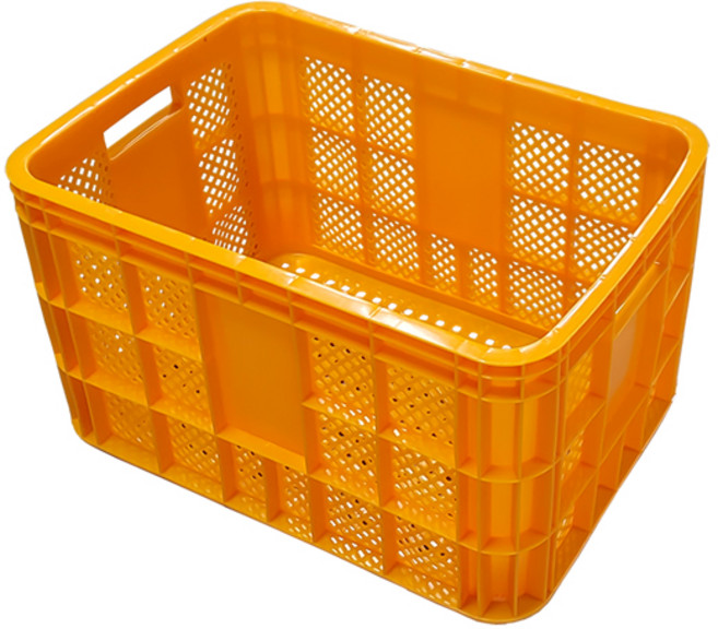 플라스틱 농산물상자 사각상자 운반상자 이사박스 과일박스 바구니, 1개, 황색