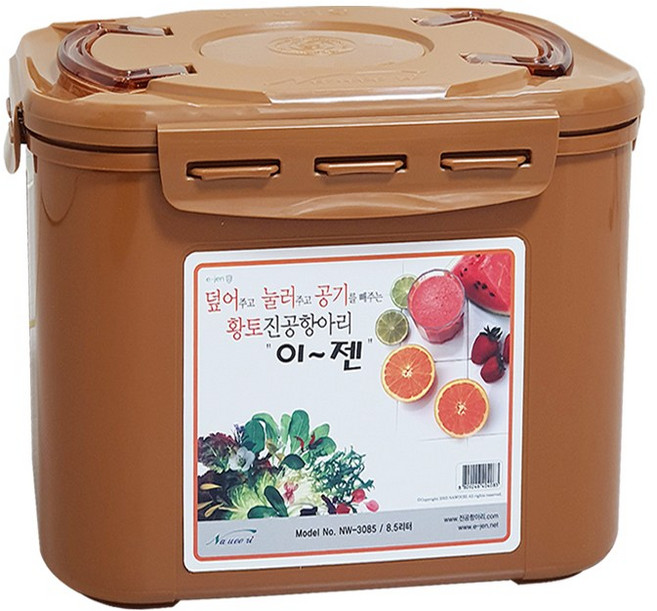 나우리 이젠진공항아리 황토 김치통 매실통 발효용기 밀폐용기 사각 모음, 1개