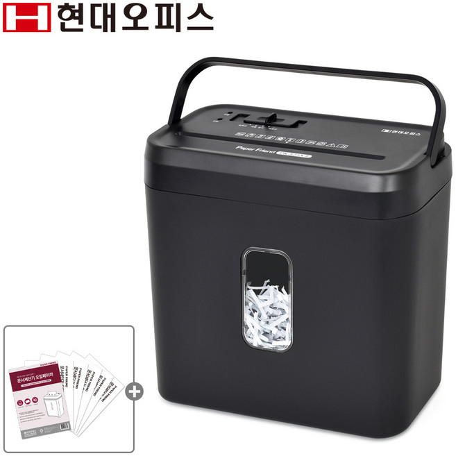현대오피스 페이퍼프랜드 5매 세단 소형 가정용 문서세단기 PK-525X 블랙 + 오일페이퍼
