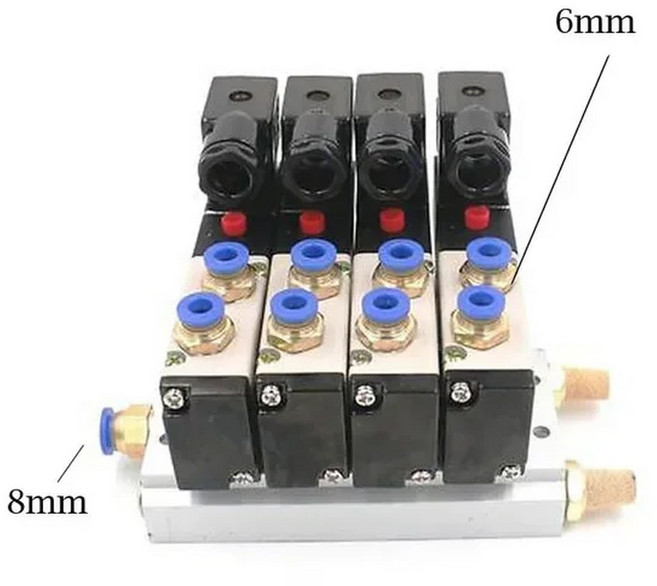 머플러 피팅 베이스 매니폴드 포함 공압 솔레노이드 밸브 블록 AC 멀티 옵션 12 V 24V DC 110 V 220V 4V210-08 2 웨이 3 웨이 46 웨이, 31) 4 Row 6mm fitting - DC24V