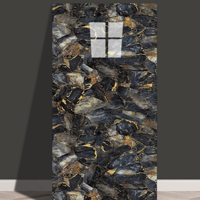 MMC 강력 접착식 데코타일 셀프시공 방수 주방 욕실 현관 베란다 바닥 벽 인테리어 리폼 시트지타일, 골드블루스톤, 12개