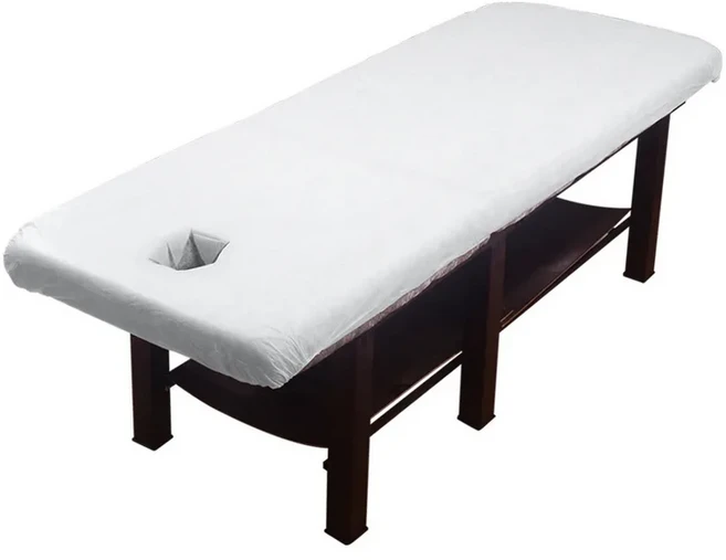 고무줄 탄성 방수 및 내유성 미용실 부직포 미용 마사지 물리 침대가있는 일회용 침대 시트, 90x215cm, 01 하얀색